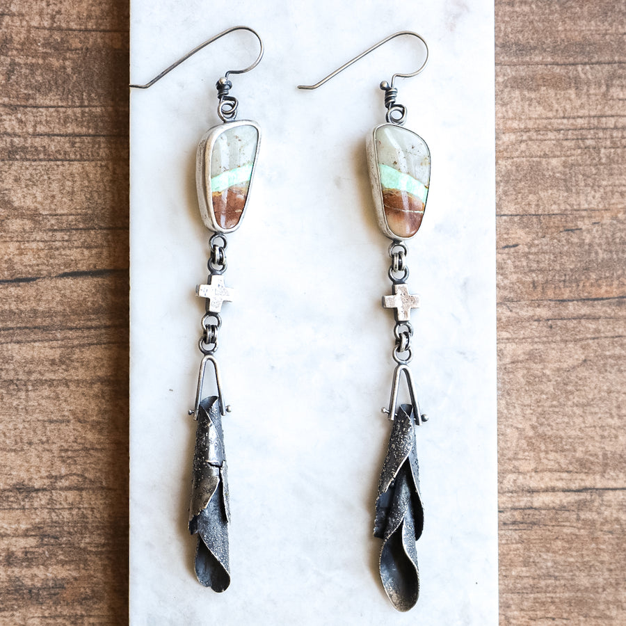 Ribbon Turquoise Cone Earrings no.1