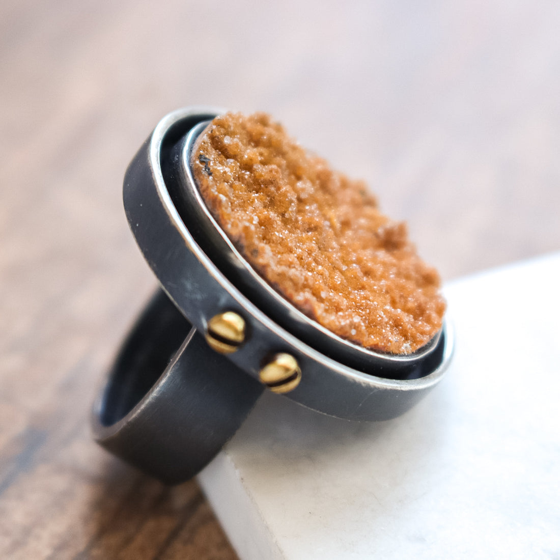 Size 8.5 | Dolomite Druzy Bolted Ring