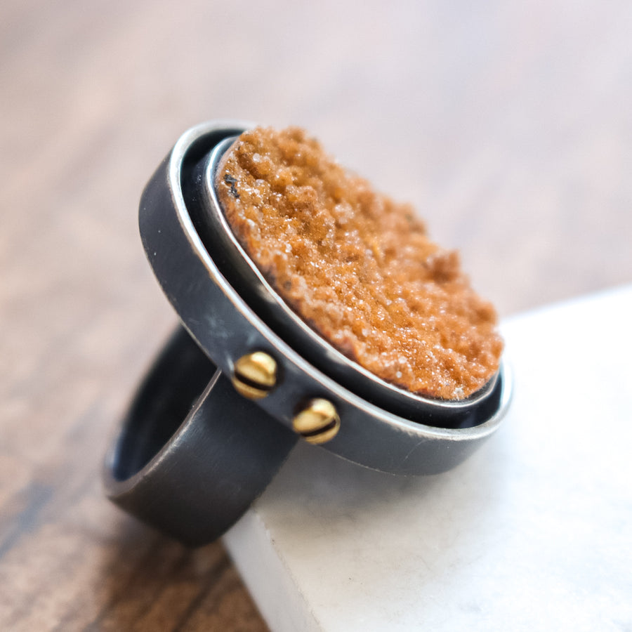 Size 8.5 | Dolomite Druzy Bolted Ring