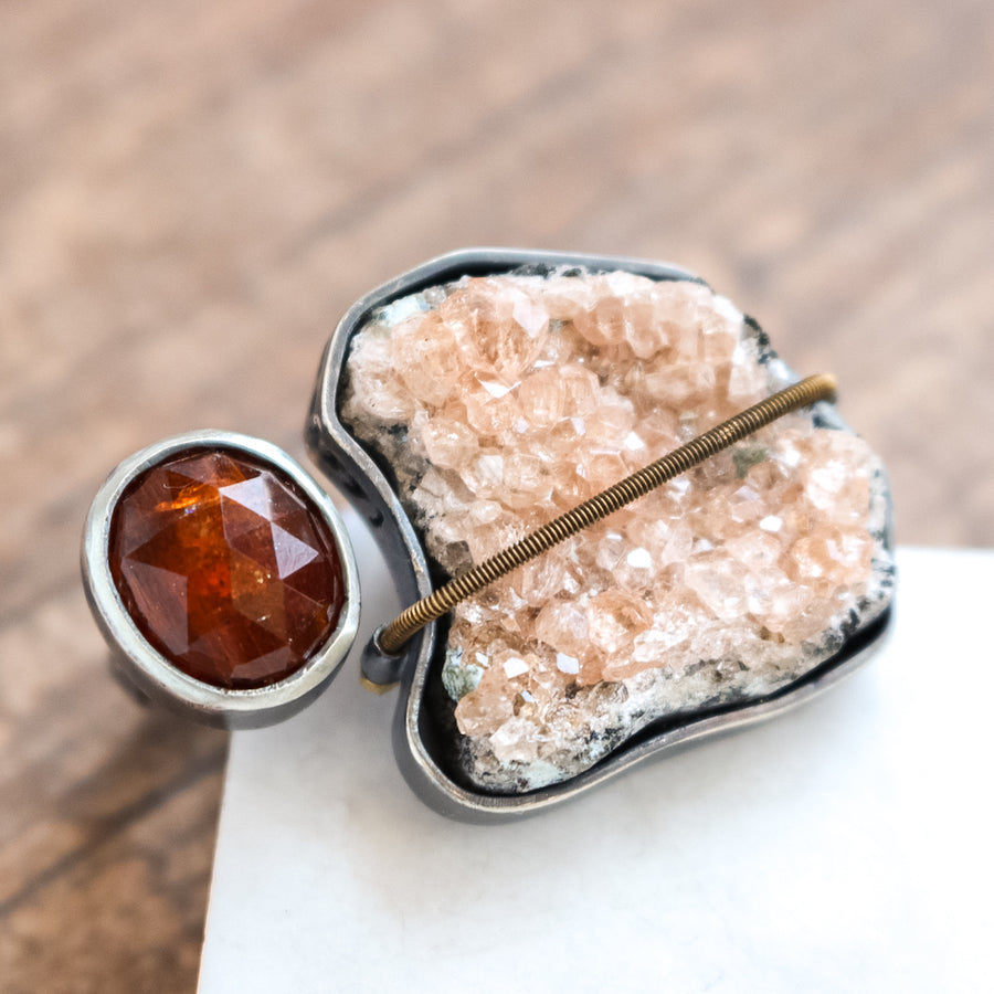Size 8.5 | Garnet & Kyanite Speciman Ring