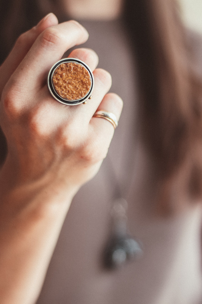 Size 8.5 | Dolomite Druzy Bolted Ring