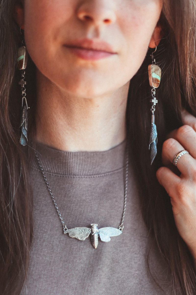 Ribbon Turquoise Cone Earrings no.1