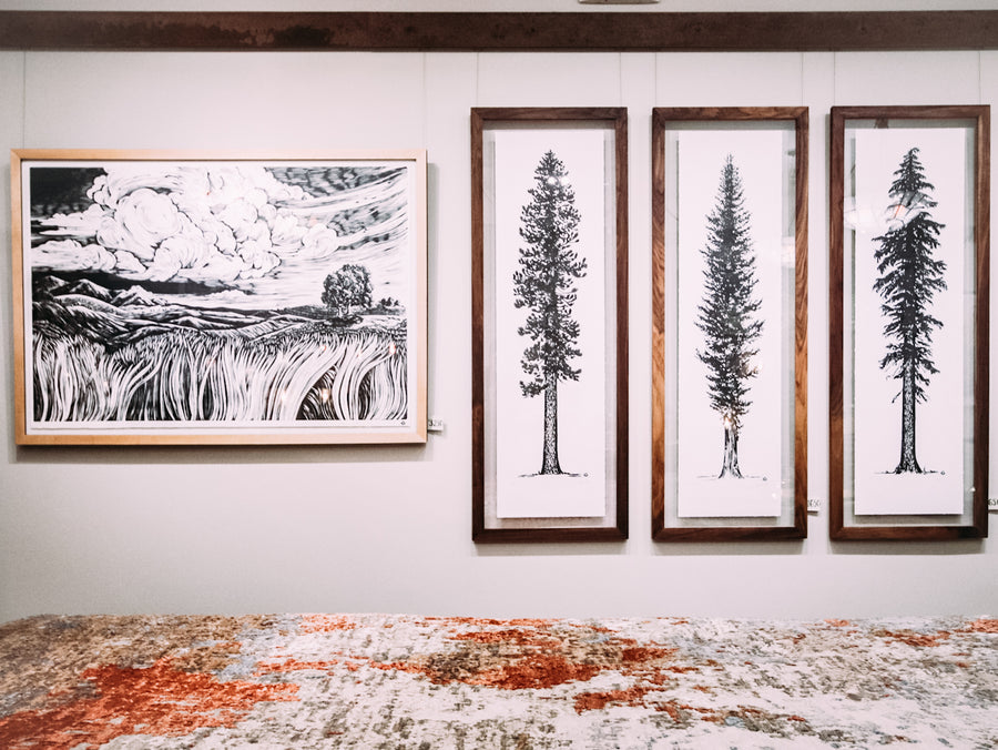 Mountain Hemlock | 16" x 56" | Wood Block Print