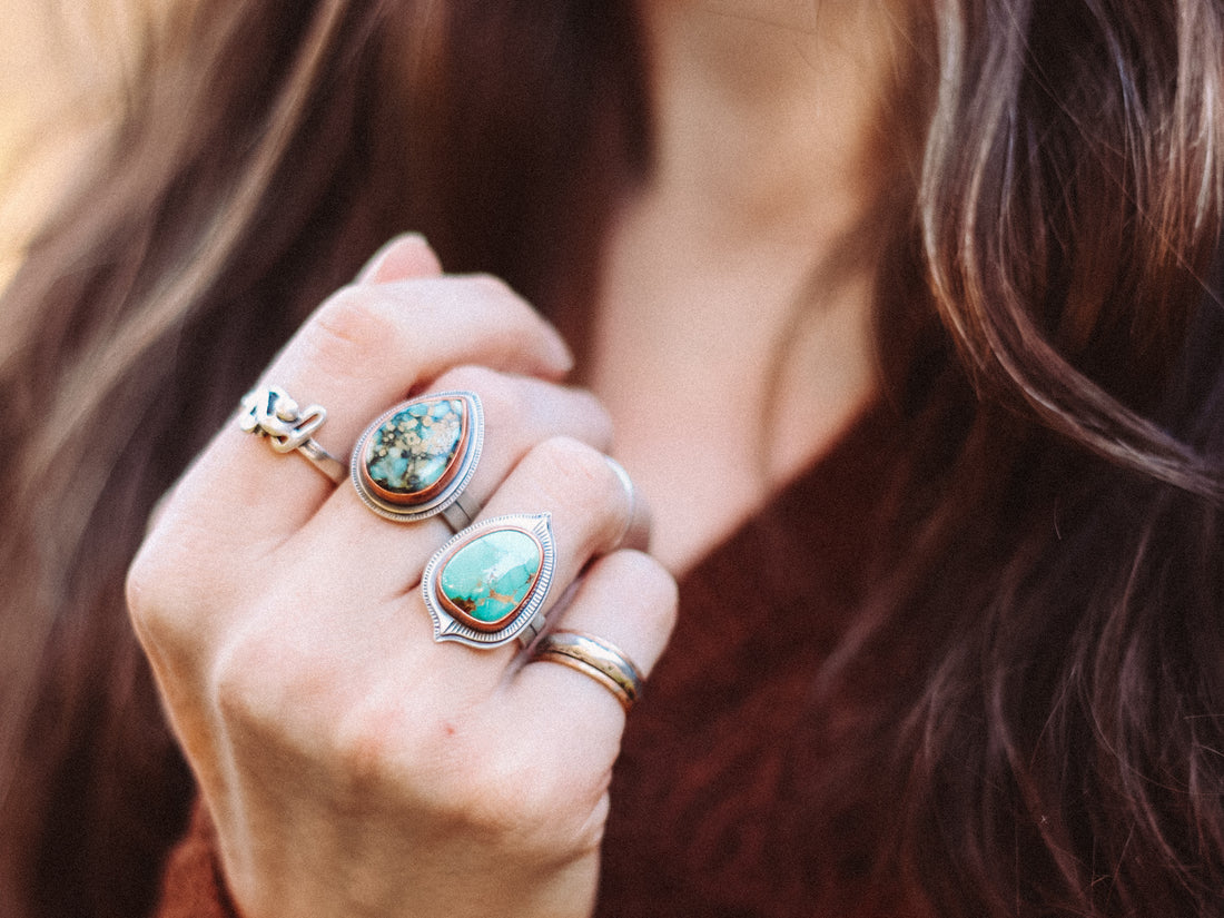 Size 6.75 | Royston Turquoise + Copper Ring