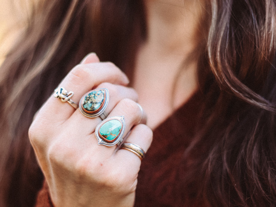 Size 6.75 | Royston Turquoise + Copper Ring