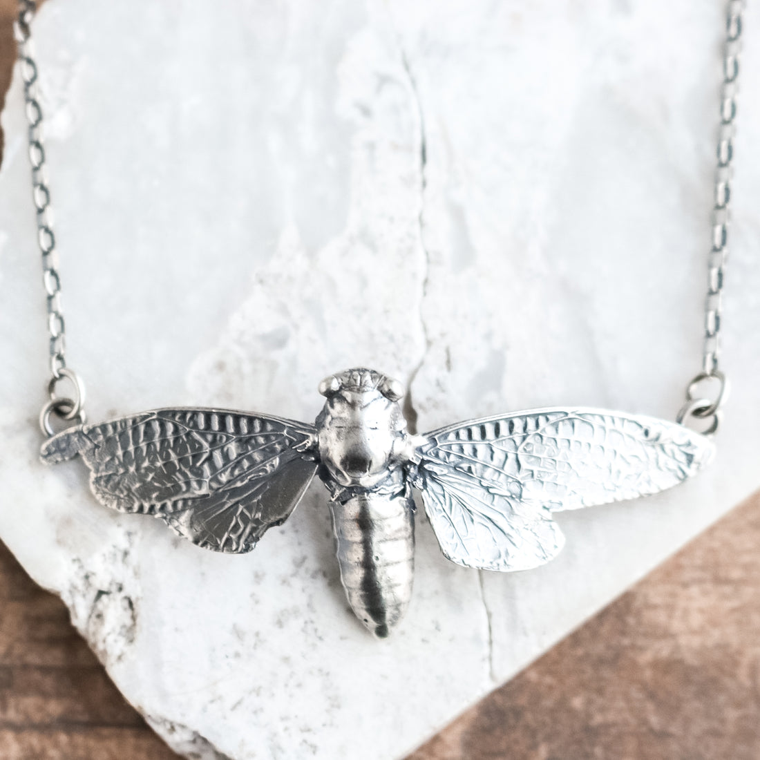 Silver Cicada Necklace