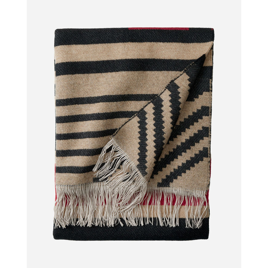 Fringed Wool Throw | Pinyon Stripe