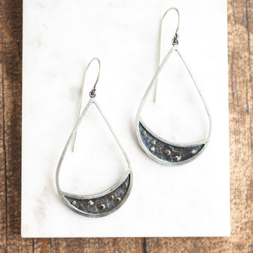 Large Galaxy 18k Teardrop Earrings