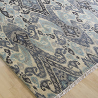 Grey & Blue Ikat 9x12 (8935) - Artisan's Bench