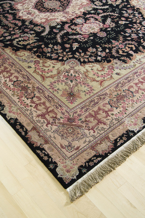 Rose & Black Tabriz 9x12 (8943) - Artisan's Bench