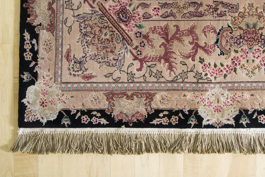Rose & Black Tabriz 9x12 (8943) - Artisan's Bench