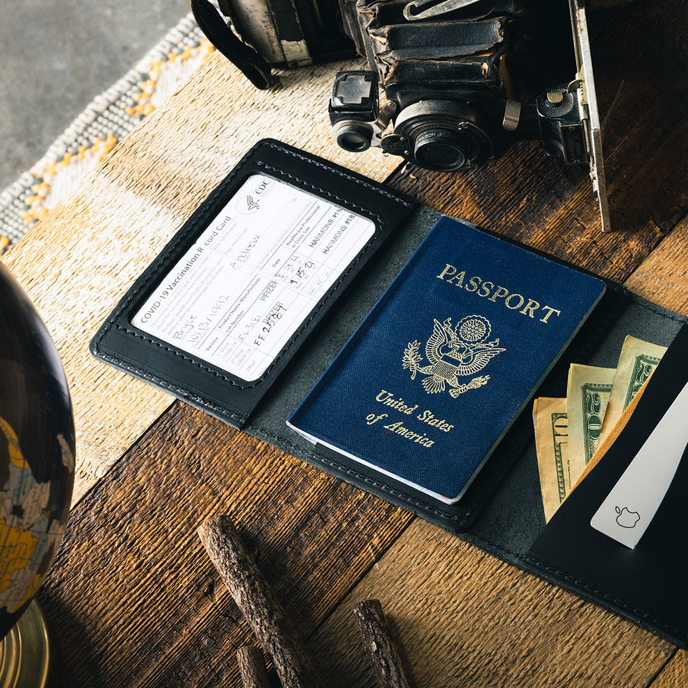 Leather Passport and Vax Card Wallet