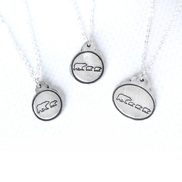 Mama & Bear Cubs Round Necklace