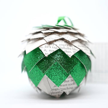 Wicked + Emerald Glitter Book Page Ornament