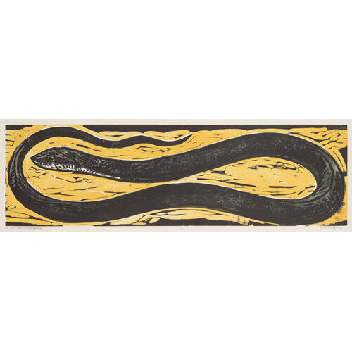 Eight Foot Black Snake 10x32 | Woodblock Print