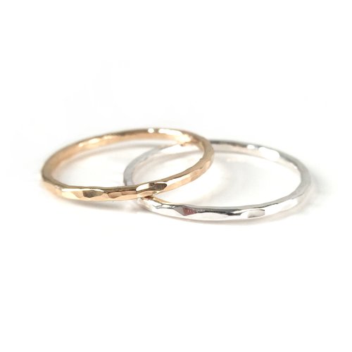 Hammered Band Stacking Ring | Gold