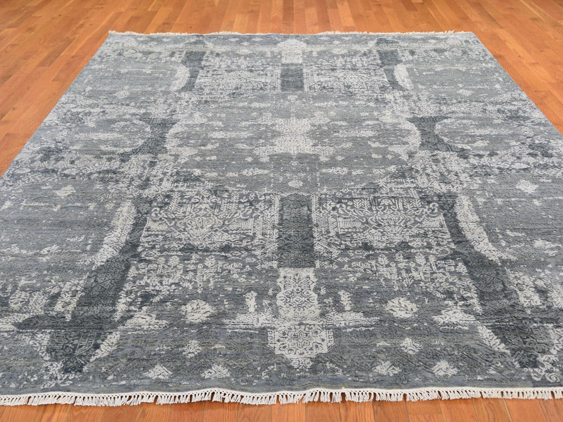7'10"x10'0" | Grey Abstract Jewellery | Wool & Silk | 20442