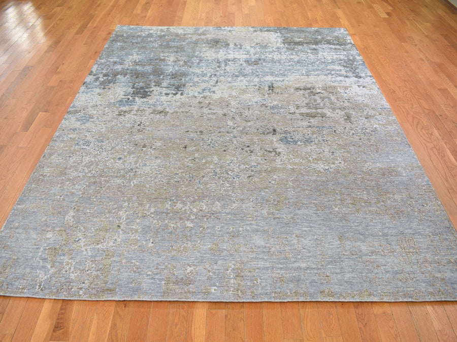 8'0"x9'10" | Grey Abstract | Wool & Silk | 21615