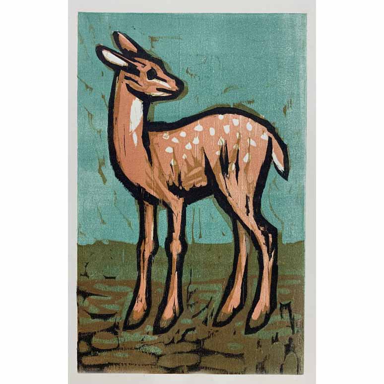 Little Fawn 1 11x14 | Woodblock Print