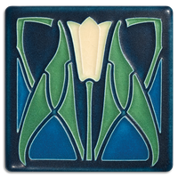 Motawi Lotus in Blue - 4x4 - Artisan's Bench