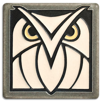 Motawi Owl in Grey White - 4x4 - Artisan's Bench