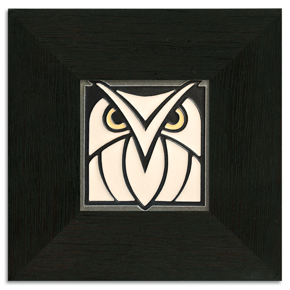 Motawi Owl in Grey White - 4x4 - Artisan's Bench