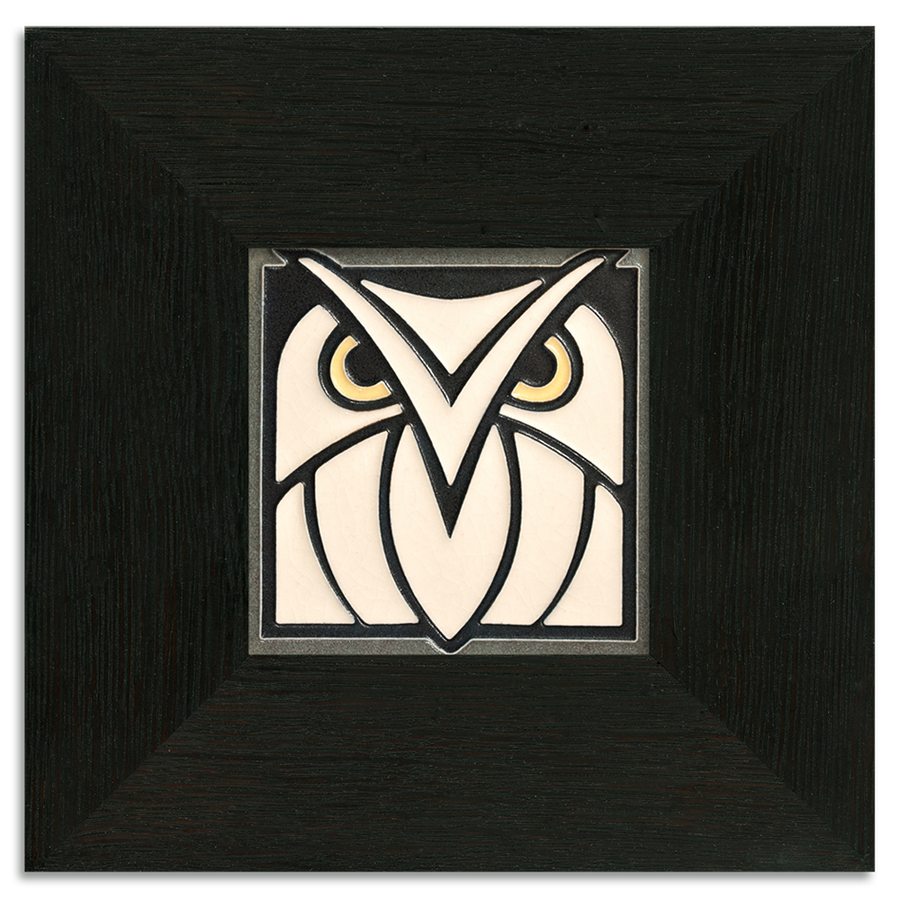 Motawi Owl in Grey White - 4x4 - Artisan's Bench