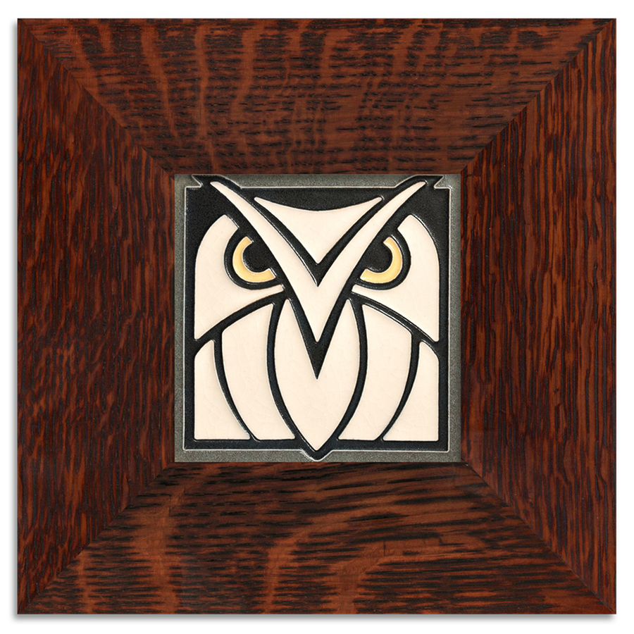 Motawi Owl in Grey White - 4x4 - Artisan's Bench