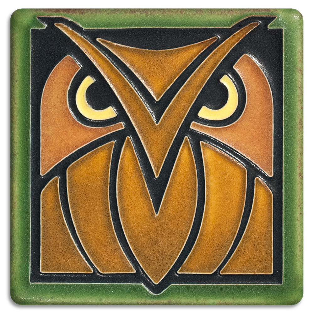 Motawi Owl in Green Oak - 4x4 – The Artisan's Bench Motawi Owl in Green Oak - 4x4 – The Artisan's Bench
