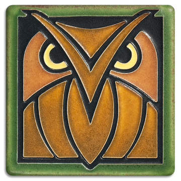 Motawi Owl in Green Oak - 4x4 - Artisan's Bench