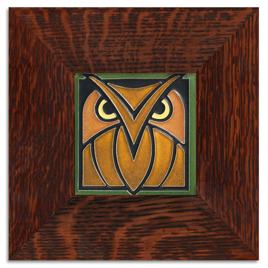 Motawi Owl in Green Oak - 4x4 - Artisan's Bench