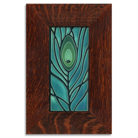 Motawi Peacock Feather in Dark Ocean - 4x8 - Artisan's Bench