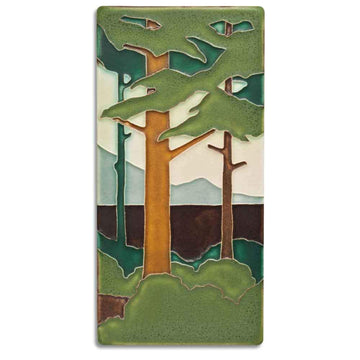 Motawi Spring Pine Landscape Vertical - 4x8 - Artisan's Bench