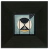 motawi seed bandit chickadee tile grey blue 4x4 framed