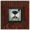 motawi seed bandit chickadee tile grey blue 4x4 framed