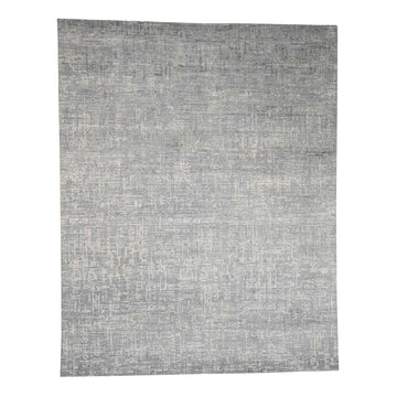 8'0"x10'1" | Linear Abstract Grey | Wool and Silk | 21235