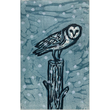 Snowy Perch 11x14 | Woodblock Print