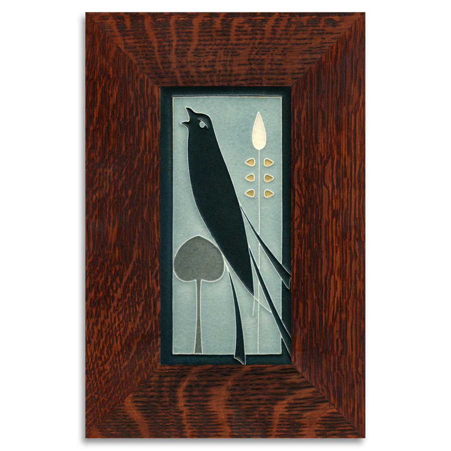 Motawi Songbird (Facing Left) in Grey Blue - 4x8 - Artisan's Bench