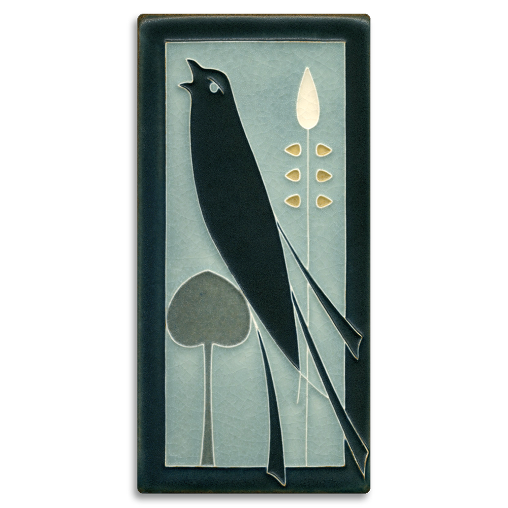 Motawi Songbird (Facing Left) in Grey Blue - 4x8 - Artisan's Bench
