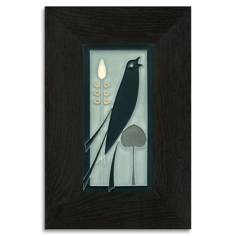 Motawi Songbird (Facing Right) in Grey Blue - 4x8 - Artisan's Bench