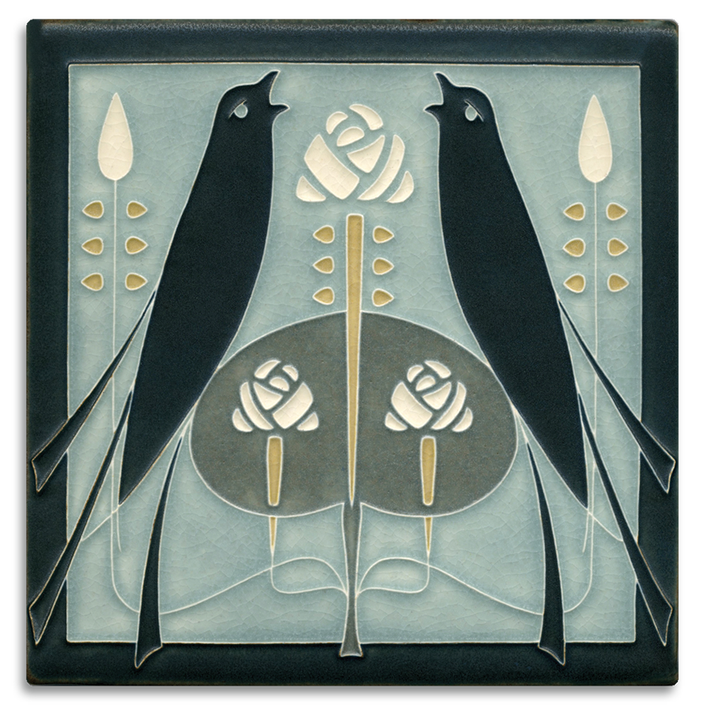 Motawi Songbirds in Grey Blue - 8x8 - Artisan's Bench