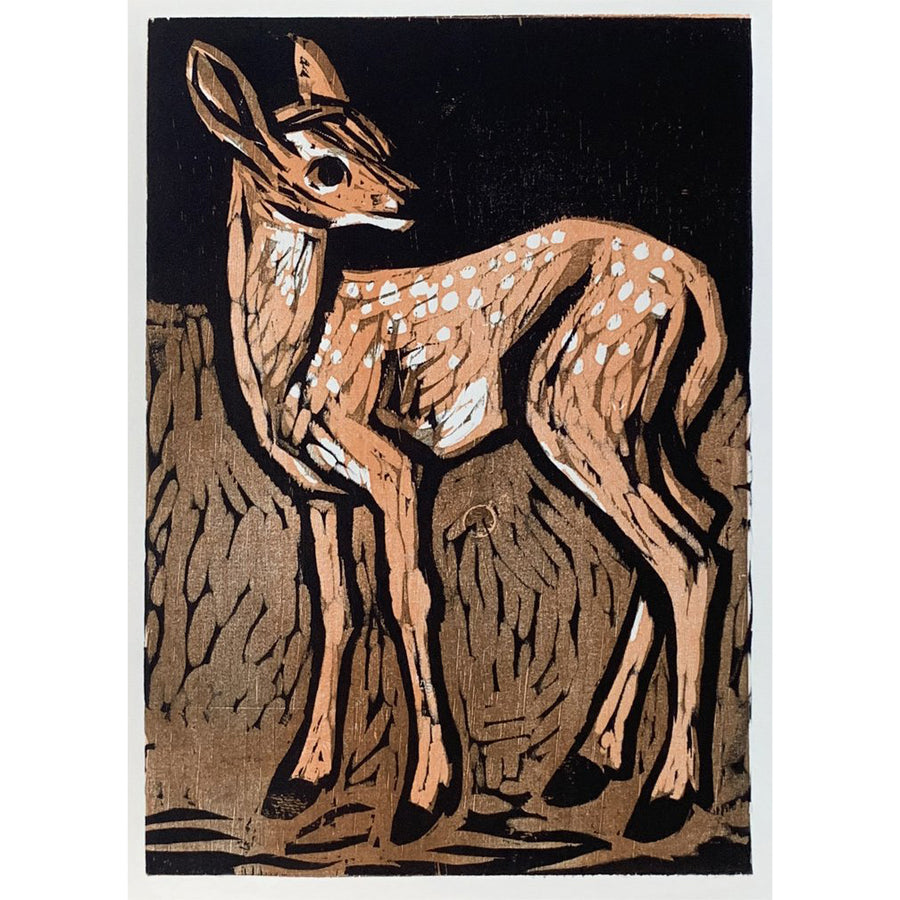Spotted Fawn 16x20 | Woodblock Print