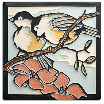 Motawi Spring Chickadees - 6x6 - Artisan's Bench