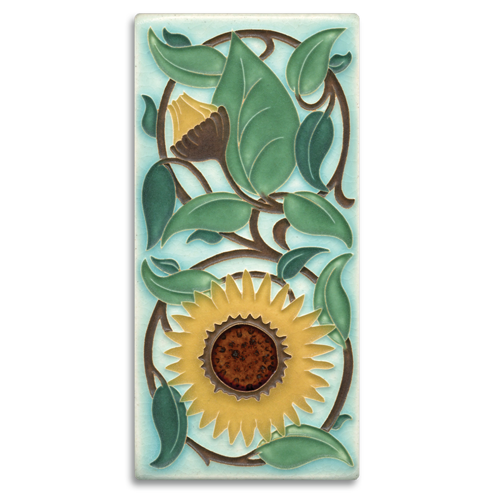 Motawi Sunflower in Light Blue - 4x8 - Artisan's Bench