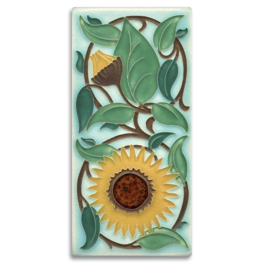 Motawi Sunflower in Light Blue - 4x8 - Artisan's Bench