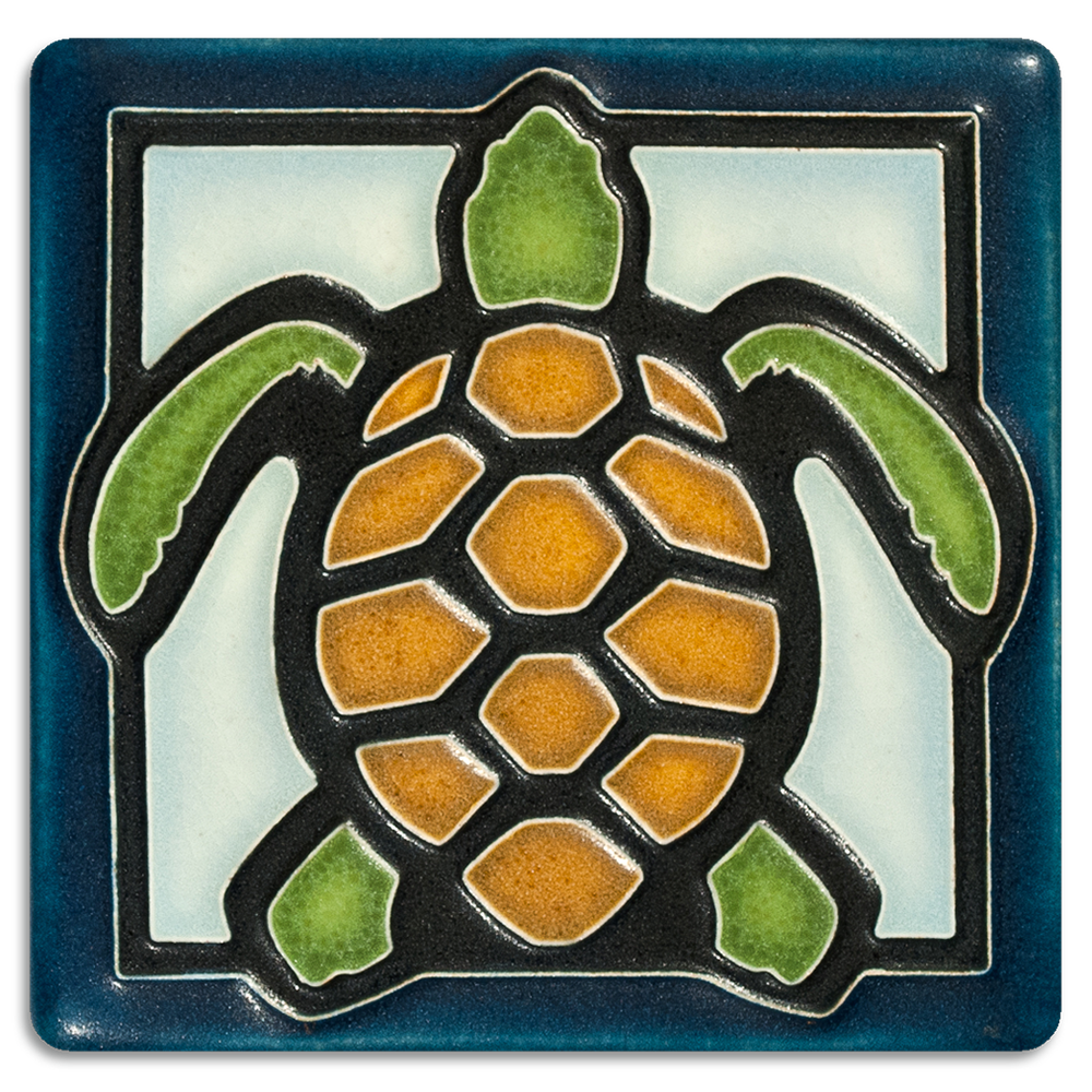 Motawi Turtle in Light Blue- 4x4 - Artisan's Bench