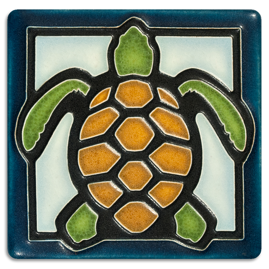 Motawi Turtle in Light Blue- 4x4 - Artisan's Bench