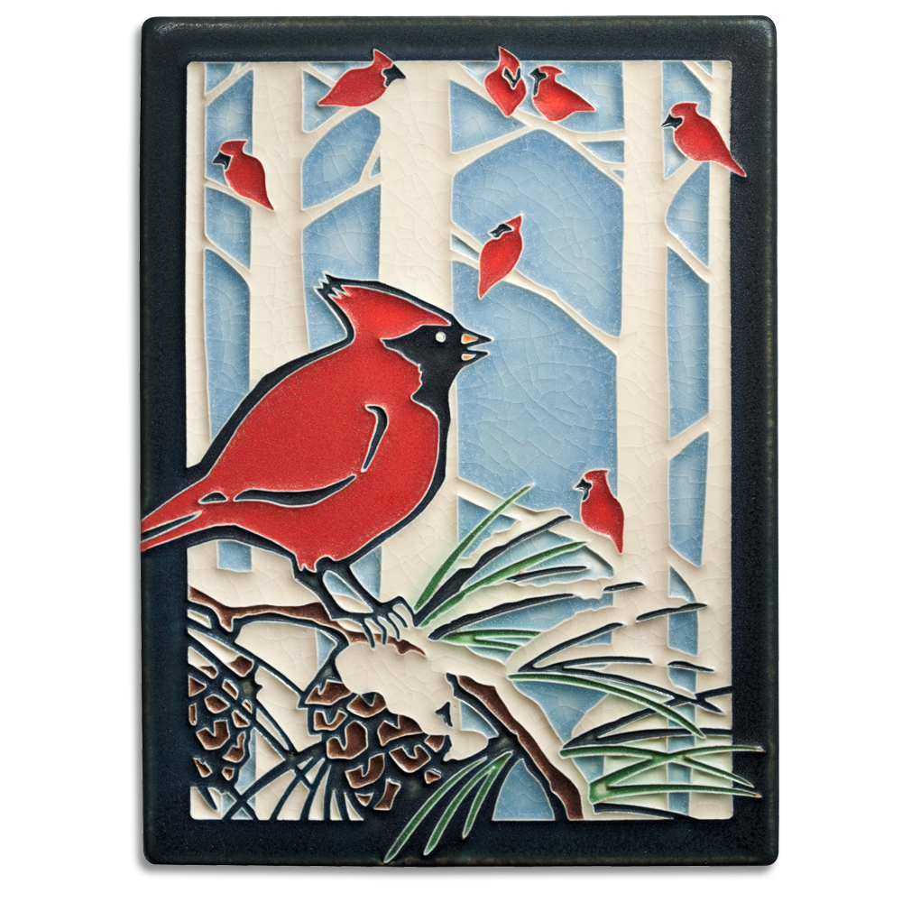 Motawi Winter Cardinals - 6x8 - Artisan's Bench