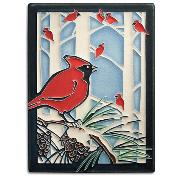 Motawi Winter Cardinals - 6x8 - Artisan's Bench