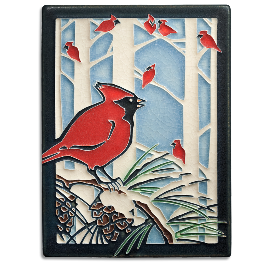 Motawi Winter Cardinals - 6x8 - Artisan's Bench